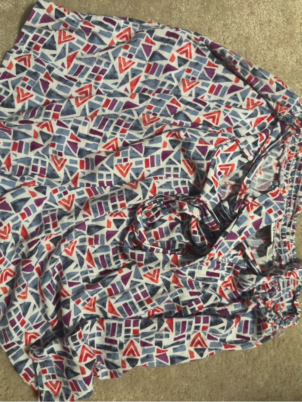 Cato Multicolor Geometric Smocked Waist Maxi Skirt